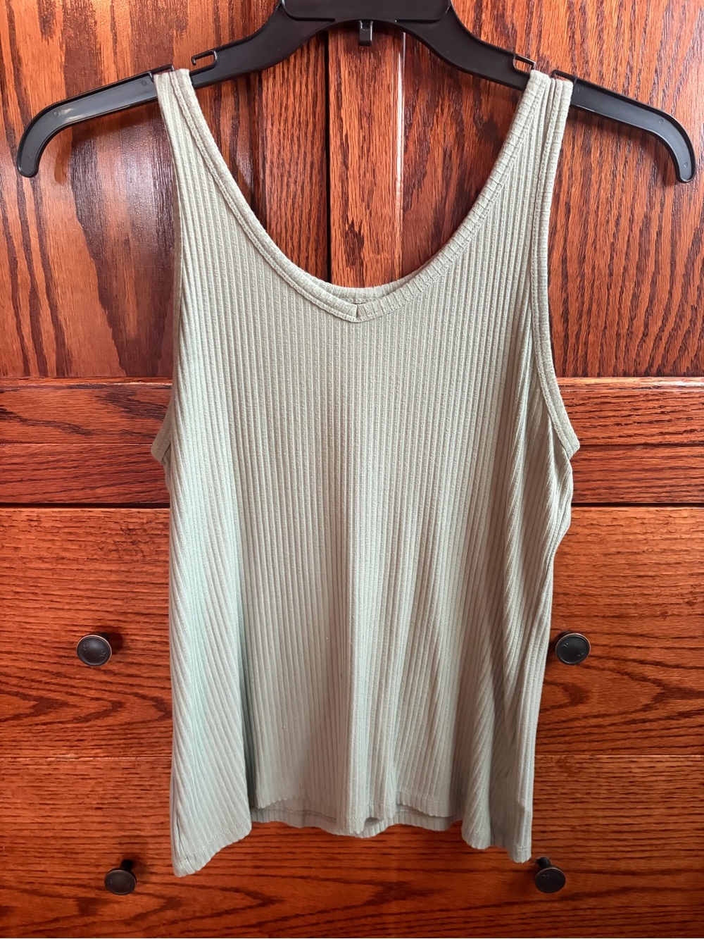 Rachel Zoe Ribbed Scooped V Tank — Sage